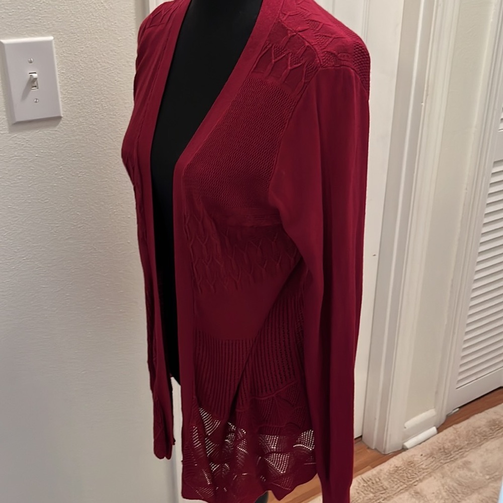 Dreamers Cranberry Open Front Cardigan - image 2